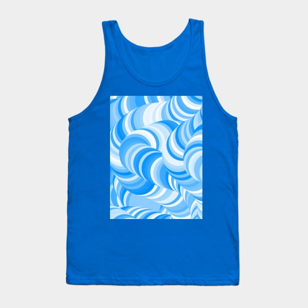 White Blue Swirl Coil Abstract Pattern Tank Top by Art by Deborah Camp